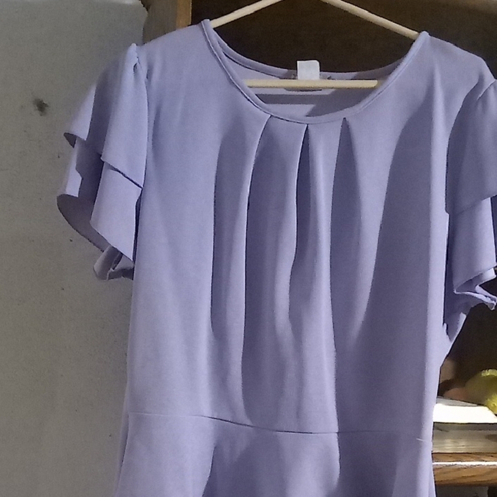 Chic Lavender Ruffle Sleeve Blouse